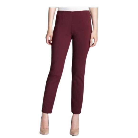Theory Womens Burgandy Wool Blend Side Zip Pants Size 6